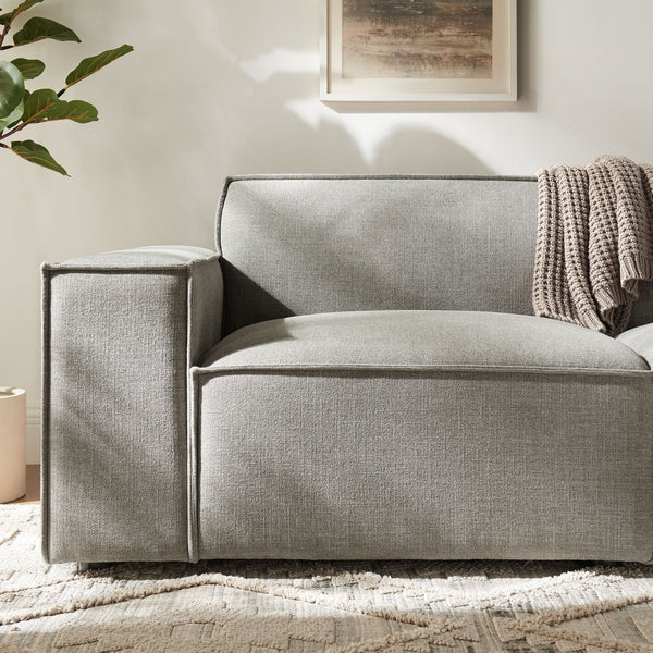 Modway Furniture Restore Modular Loveseat with French Piping and Stain Resistant Performance Fabric Pewter EEI-7403-PEW
