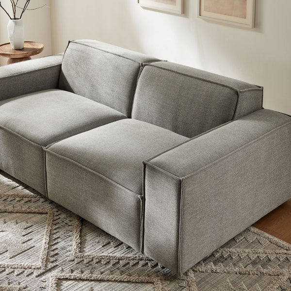 Modway Furniture Restore Modular Loveseat with French Piping and Stain Resistant Performance Fabric Pewter EEI-7403-PEW