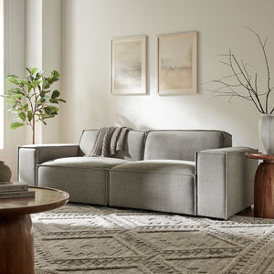 Modway Furniture Restore Modular Loveseat with French Piping and Stain Resistant Performance Fabric Pewter EEI-7403-PEW