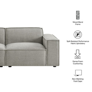 Modway Furniture Restore Modular Loveseat with French Piping and Stain Resistant Performance Fabric Pewter EEI-7403-PEW