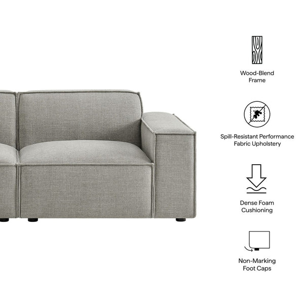Modway Furniture Restore Modular Loveseat with French Piping and Stain Resistant Performance Fabric Pewter EEI-7403-PEW