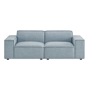 Modway Furniture Restore Modular Loveseat with French Piping and Stain Resistant Performance Fabric Sky Blue EEI-7403-SKY