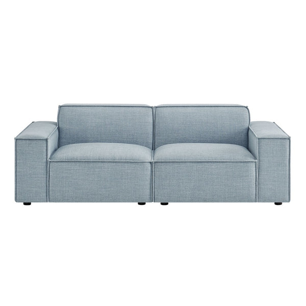 Modway Furniture Restore Modular Loveseat with French Piping and Stain Resistant Performance Fabric Sky Blue EEI-7403-SKY