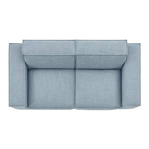Modway Furniture Restore Modular Loveseat with French Piping and Stain Resistant Performance Fabric Sky Blue EEI-7403-SKY