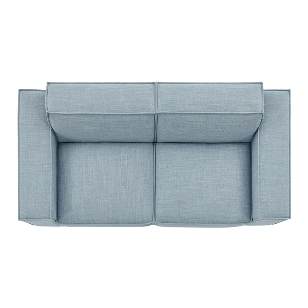 Modway Furniture Restore Modular Loveseat with French Piping and Stain Resistant Performance Fabric Sky Blue EEI-7403-SKY