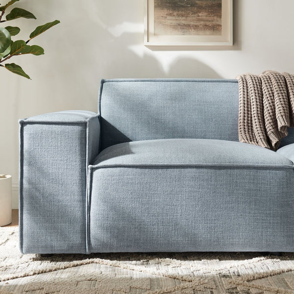 Modway Furniture Restore Modular Loveseat with French Piping and Stain Resistant Performance Fabric Sky Blue EEI-7403-SKY