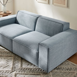 Modway Furniture Restore Modular Loveseat with French Piping and Stain Resistant Performance Fabric Sky Blue EEI-7403-SKY