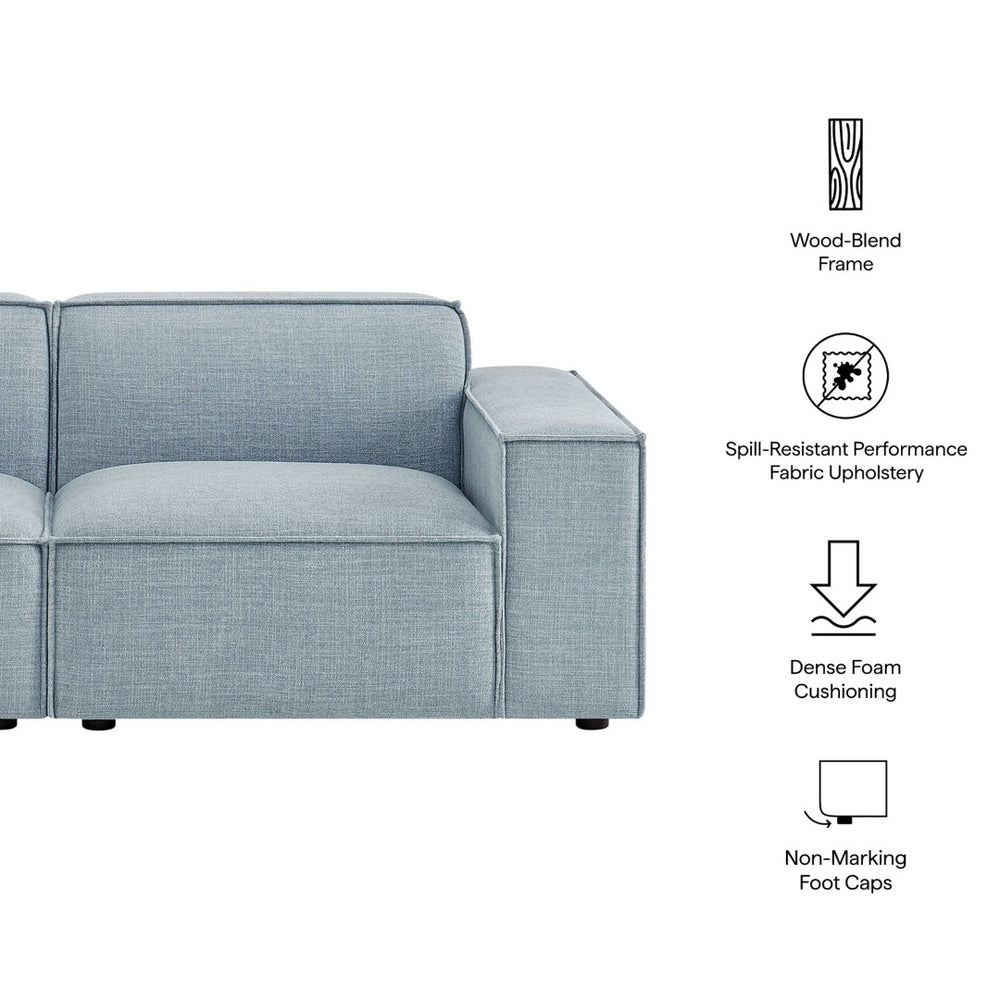 Modway Furniture Restore Modular Loveseat with French Piping and Stain Resistant Performance Fabric Sky Blue EEI-7403-SKY