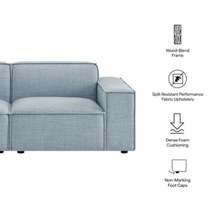 Modway Furniture Restore Modular Loveseat with French Piping and Stain Resistant Performance Fabric Sky Blue EEI-7403-SKY