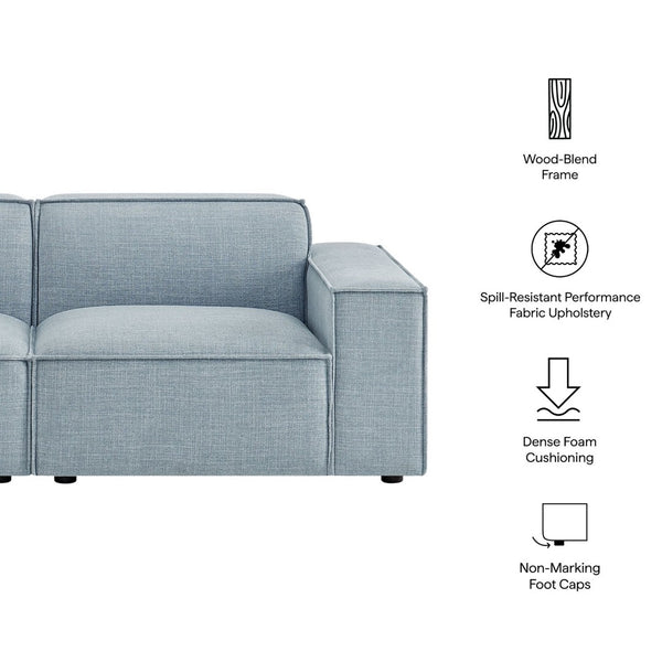 Modway Furniture Restore Modular Loveseat with French Piping and Stain Resistant Performance Fabric Sky Blue EEI-7403-SKY