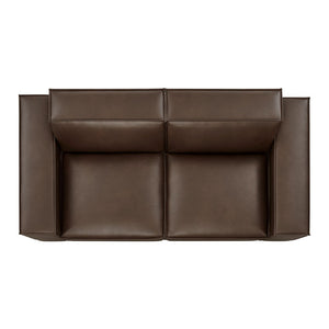 Modway Furniture Restore Modway Modular Loveseat Faux Leather French Piping Tailored Living Room Seating Espresso EEI-7404-ESP