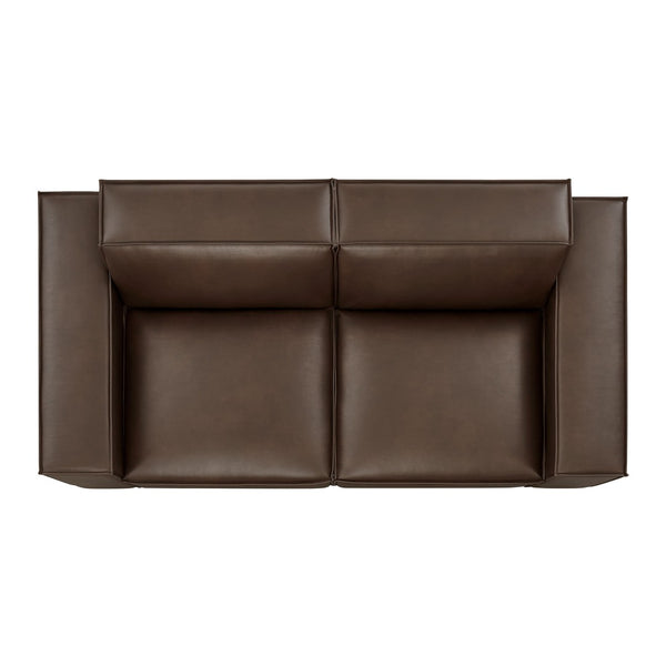 Modway Furniture Restore Modway Modular Loveseat Faux Leather French Piping Tailored Living Room Seating Espresso EEI-7404-ESP
