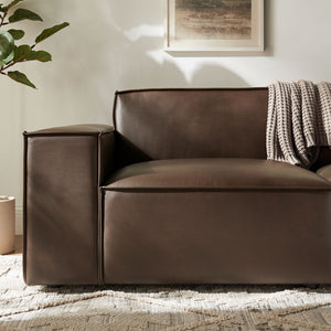 Modway Furniture Restore Modway Modular Loveseat Faux Leather French Piping Tailored Living Room Seating Espresso EEI-7404-ESP