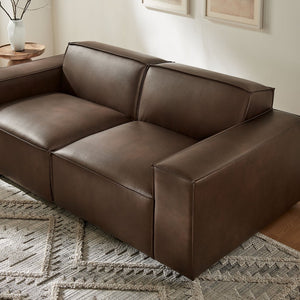 Modway Furniture Restore Modway Modular Loveseat Faux Leather French Piping Tailored Living Room Seating Espresso EEI-7404-ESP