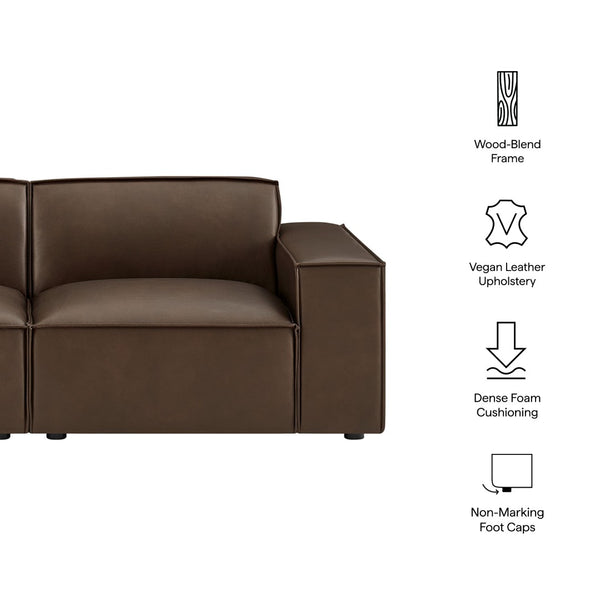 Modway Furniture Restore Modway Modular Loveseat Faux Leather French Piping Tailored Living Room Seating Espresso EEI-7404-ESP