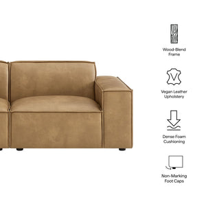 Modway Furniture Restore Modway Modular Loveseat Faux Leather French Piping Tailored Living Room Seating Toast EEI-7404-TST
