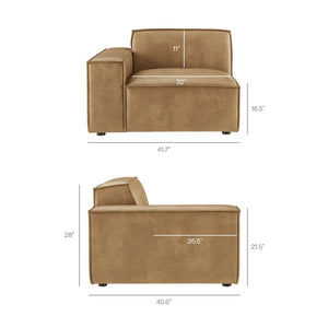 Modway Furniture Restore Modway Modular Loveseat Faux Leather French Piping Tailored Living Room Seating Toast EEI-7404-TST