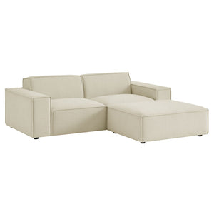 Modway Furniture Restore Modular Loveseat Ottoman Set Stain Resistant Fabric Coil Support Contemporary Ecru EEI-7405-ECR