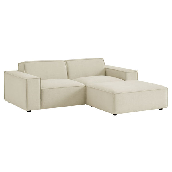 Modway Furniture Restore Modular Loveseat Ottoman Set Stain Resistant Fabric Coil Support Contemporary Ecru EEI-7405-ECR