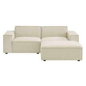 Modway Furniture Restore Modular Loveseat Ottoman Set Stain Resistant Fabric Coil Support Contemporary Ecru EEI-7405-ECR