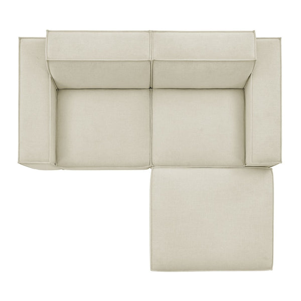 Modway Furniture Restore Modular Loveseat Ottoman Set Stain Resistant Fabric Coil Support Contemporary Ecru EEI-7405-ECR