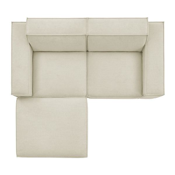 Modway Furniture Restore Modular Loveseat Ottoman Set Stain Resistant Fabric Coil Support Contemporary Ecru EEI-7405-ECR