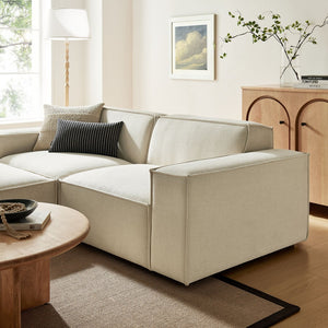 Modway Furniture Restore Modular Loveseat Ottoman Set Stain Resistant Fabric Coil Support Contemporary Ecru EEI-7405-ECR