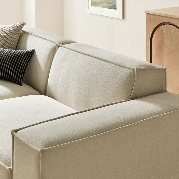 Modway Furniture Restore Modular Loveseat Ottoman Set Stain Resistant Fabric Coil Support Contemporary Ecru EEI-7405-ECR