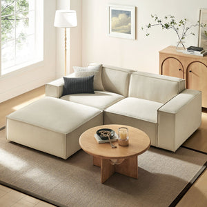 Modway Furniture Restore Modular Loveseat Ottoman Set Stain Resistant Fabric Coil Support Contemporary Ecru EEI-7405-ECR