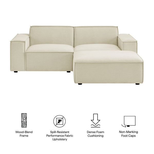 Modway Furniture Restore Modular Loveseat Ottoman Set Stain Resistant Fabric Coil Support Contemporary Ecru EEI-7405-ECR