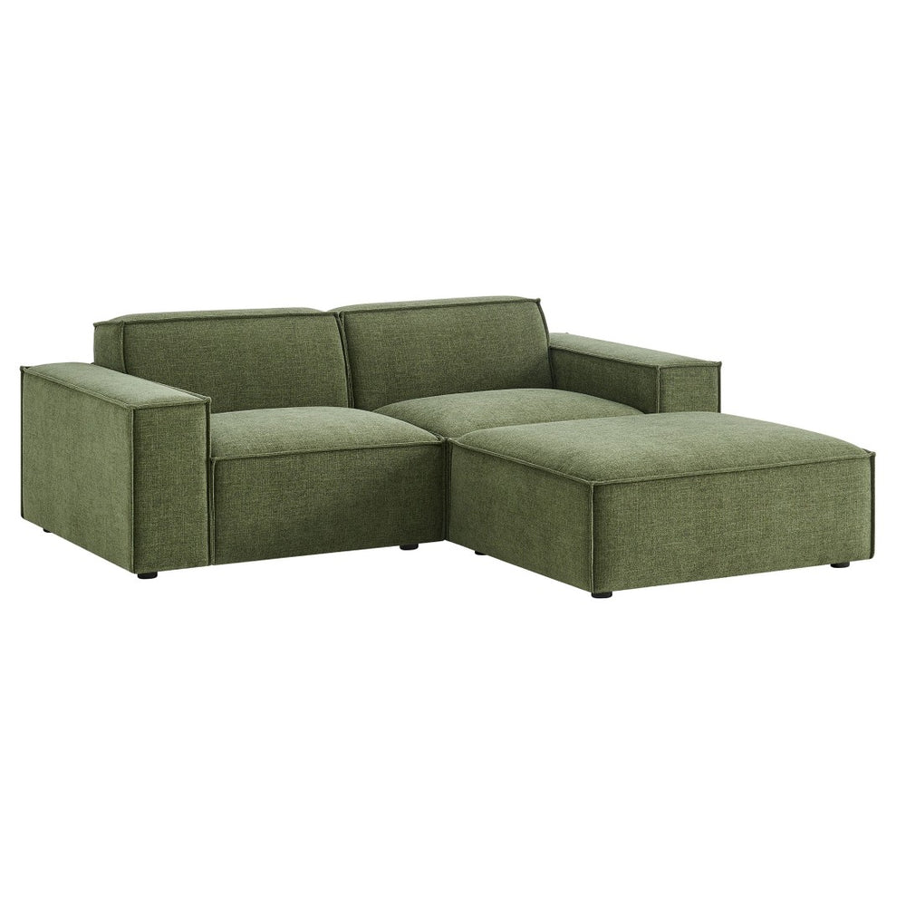 Modway Furniture Restore Modular Loveseat Ottoman Set Stain Resistant Fabric Coil Support Contemporary Foliage EEI-7405-FOL