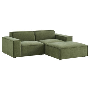 Modway Furniture Restore Modular Loveseat Ottoman Set Stain Resistant Fabric Coil Support Contemporary Foliage EEI-7405-FOL