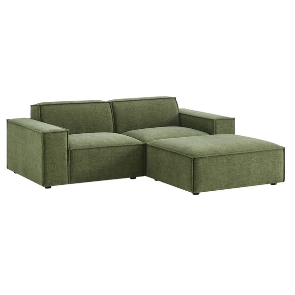 Modway Furniture Restore Modular Loveseat Ottoman Set Stain Resistant Fabric Coil Support Contemporary Foliage EEI-7405-FOL