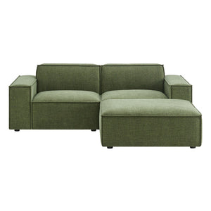 Modway Furniture Restore Modular Loveseat Ottoman Set Stain Resistant Fabric Coil Support Contemporary Foliage EEI-7405-FOL