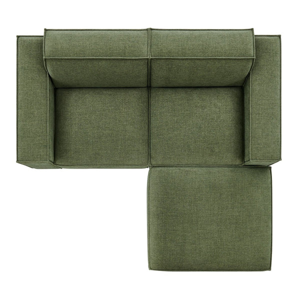 Modway Furniture Restore Modular Loveseat Ottoman Set Stain Resistant Fabric Coil Support Contemporary Foliage EEI-7405-FOL