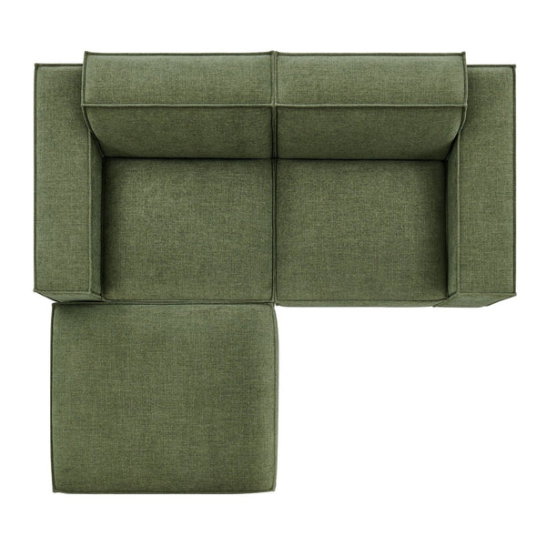 Modway Furniture Restore Modular Loveseat Ottoman Set Stain Resistant Fabric Coil Support Contemporary Foliage EEI-7405-FOL