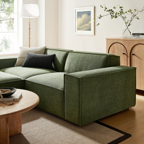 Modway Furniture Restore Modular Loveseat Ottoman Set Stain Resistant Fabric Coil Support Contemporary Foliage EEI-7405-FOL