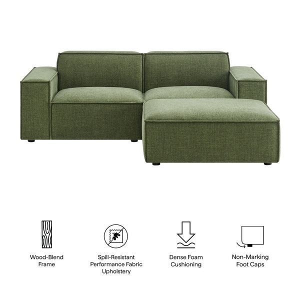 Modway Furniture Restore Modular Loveseat Ottoman Set Stain Resistant Fabric Coil Support Contemporary Foliage EEI-7405-FOL