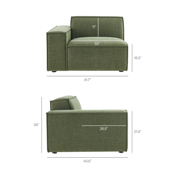 Modway Furniture Restore Modular Loveseat Ottoman Set Stain Resistant Fabric Coil Support Contemporary Foliage EEI-7405-FOL