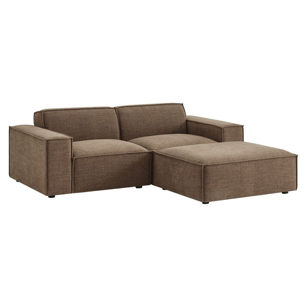 Modway Furniture Restore Modular Loveseat Ottoman Set Stain Resistant Fabric Coil Support Contemporary Mocha EEI-7405-MOC