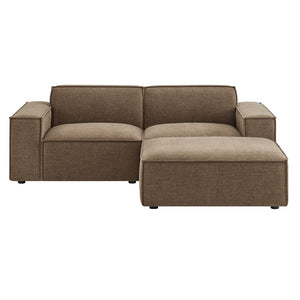 Modway Furniture Restore Modular Loveseat Ottoman Set Stain Resistant Fabric Coil Support Contemporary Mocha EEI-7405-MOC