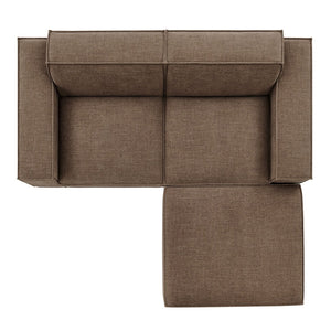 Modway Furniture Restore Modular Loveseat Ottoman Set Stain Resistant Fabric Coil Support Contemporary Mocha EEI-7405-MOC