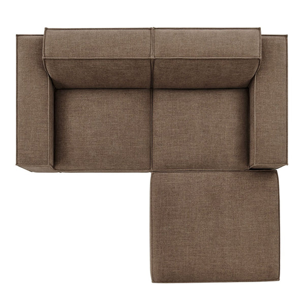 Modway Furniture Restore Modular Loveseat Ottoman Set Stain Resistant Fabric Coil Support Contemporary Mocha EEI-7405-MOC