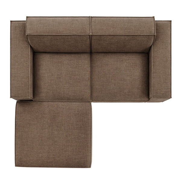 Modway Furniture Restore Modular Loveseat Ottoman Set Stain Resistant Fabric Coil Support Contemporary Mocha EEI-7405-MOC