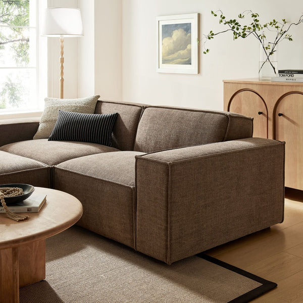 Modway Furniture Restore Modular Loveseat Ottoman Set Stain Resistant Fabric Coil Support Contemporary Mocha EEI-7405-MOC