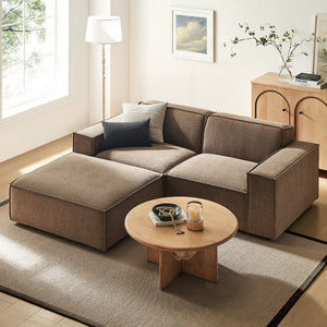 Modway Furniture Restore Modular Loveseat Ottoman Set Stain Resistant Fabric Coil Support Contemporary Mocha EEI-7405-MOC