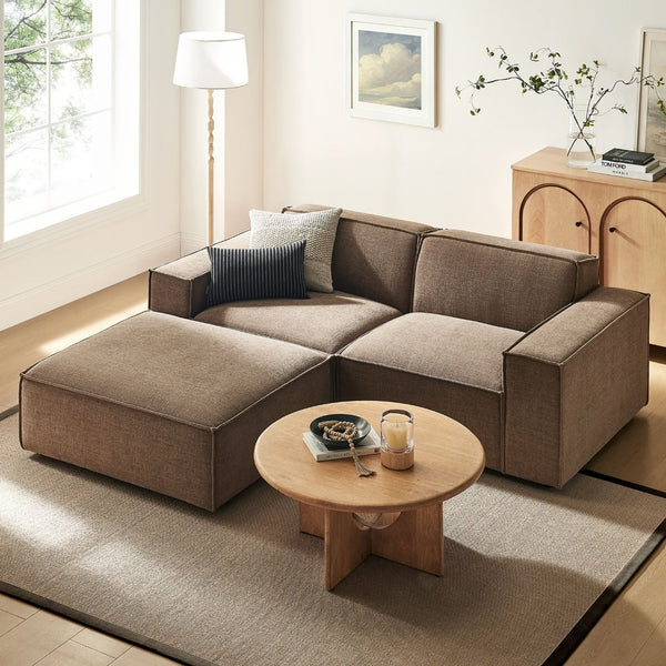 Modway Furniture Restore Modular Loveseat Ottoman Set Stain Resistant Fabric Coil Support Contemporary Mocha EEI-7405-MOC