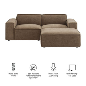 Modway Furniture Restore Modular Loveseat Ottoman Set Stain Resistant Fabric Coil Support Contemporary Mocha EEI-7405-MOC