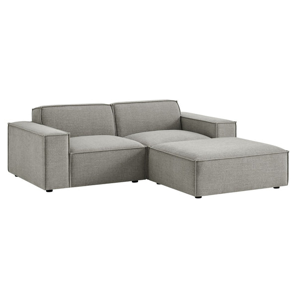 Modway Furniture Restore Modular Loveseat Ottoman Set Stain Resistant Fabric Coil Support Contemporary Pewter EEI-7405-PEW