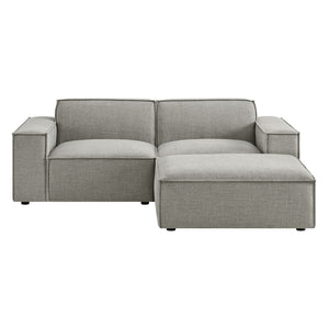 Modway Furniture Restore Modular Loveseat Ottoman Set Stain Resistant Fabric Coil Support Contemporary Pewter EEI-7405-PEW